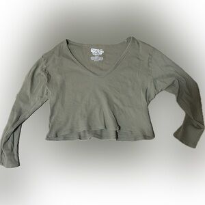 Big Bud Press Khaki Long Sleeve V-Neck
